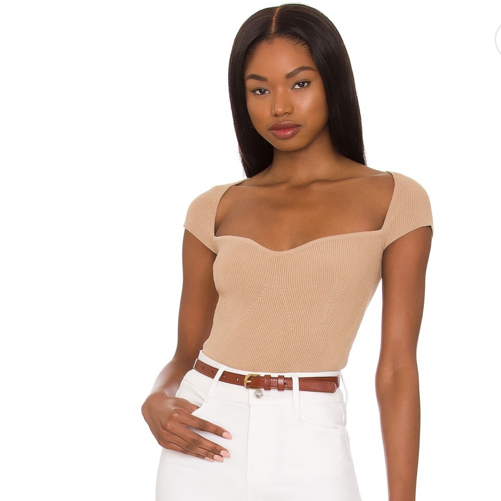 Rachelle knit top in tan from Superdown, Revolve